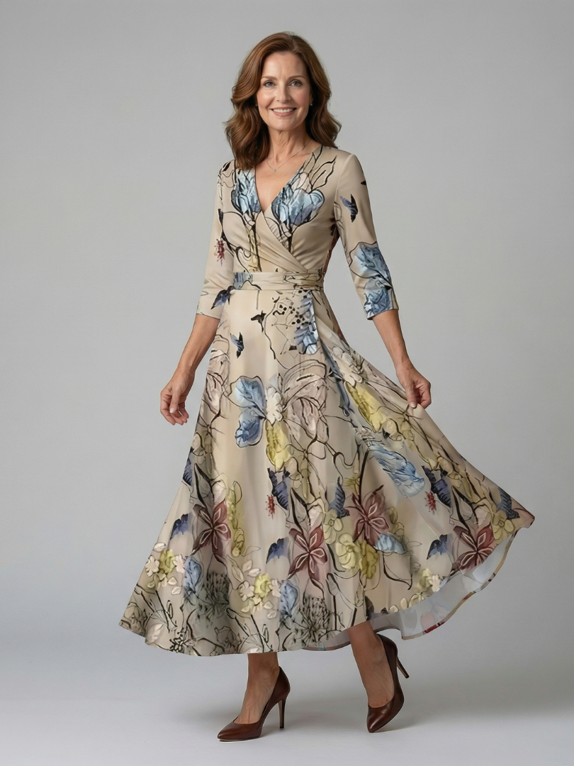 Celine | Sukienka midi z krzyżowym dekoltem