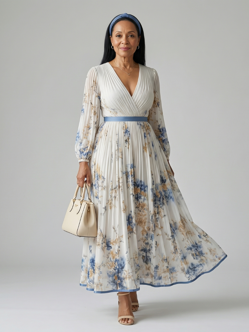 Rielle | Sukienka midi plisowana kopertowa