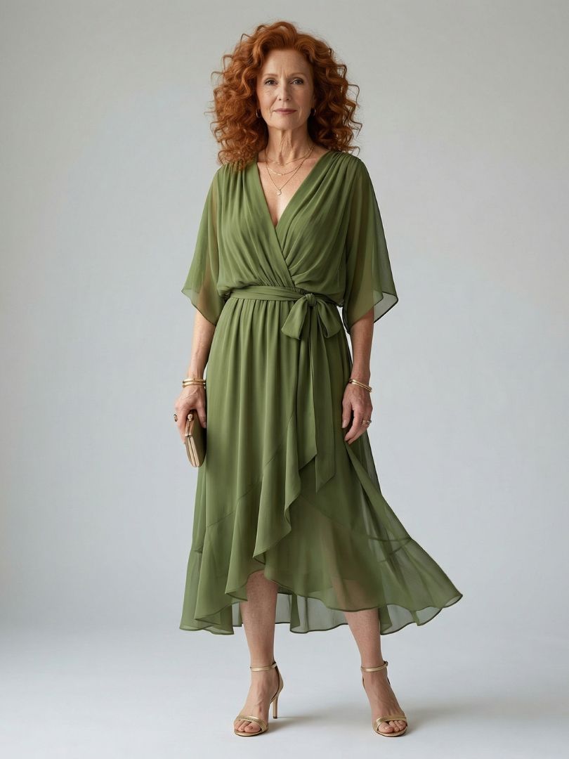 Elric | Lekka drapowana sukienka midi