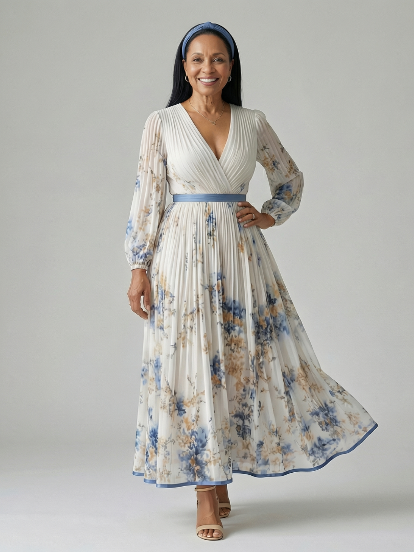 Rielle | Sukienka midi plisowana kopertowa