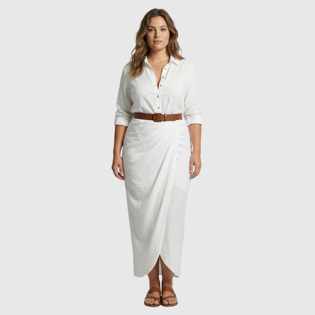 Sukienka maxi Leonie z kołnierzem z klapami