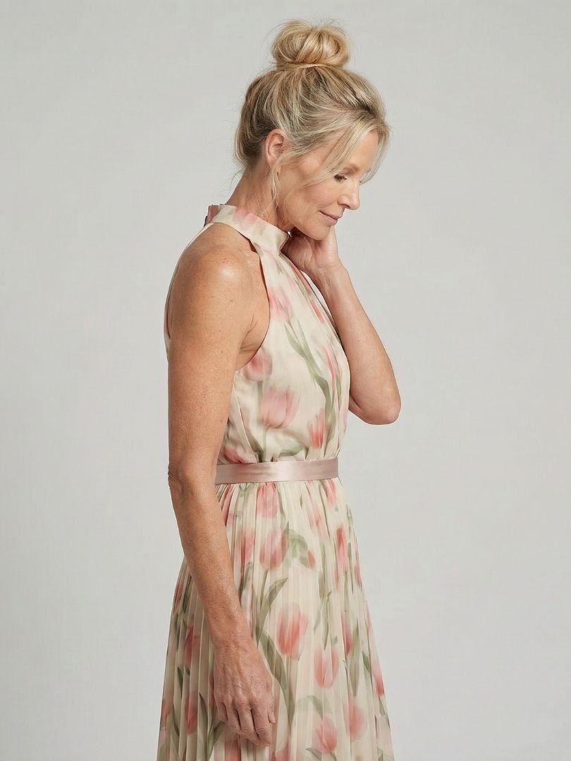 Aurelle | Sukienka midi z dekoltem halterowym i kwiatowym wzorem