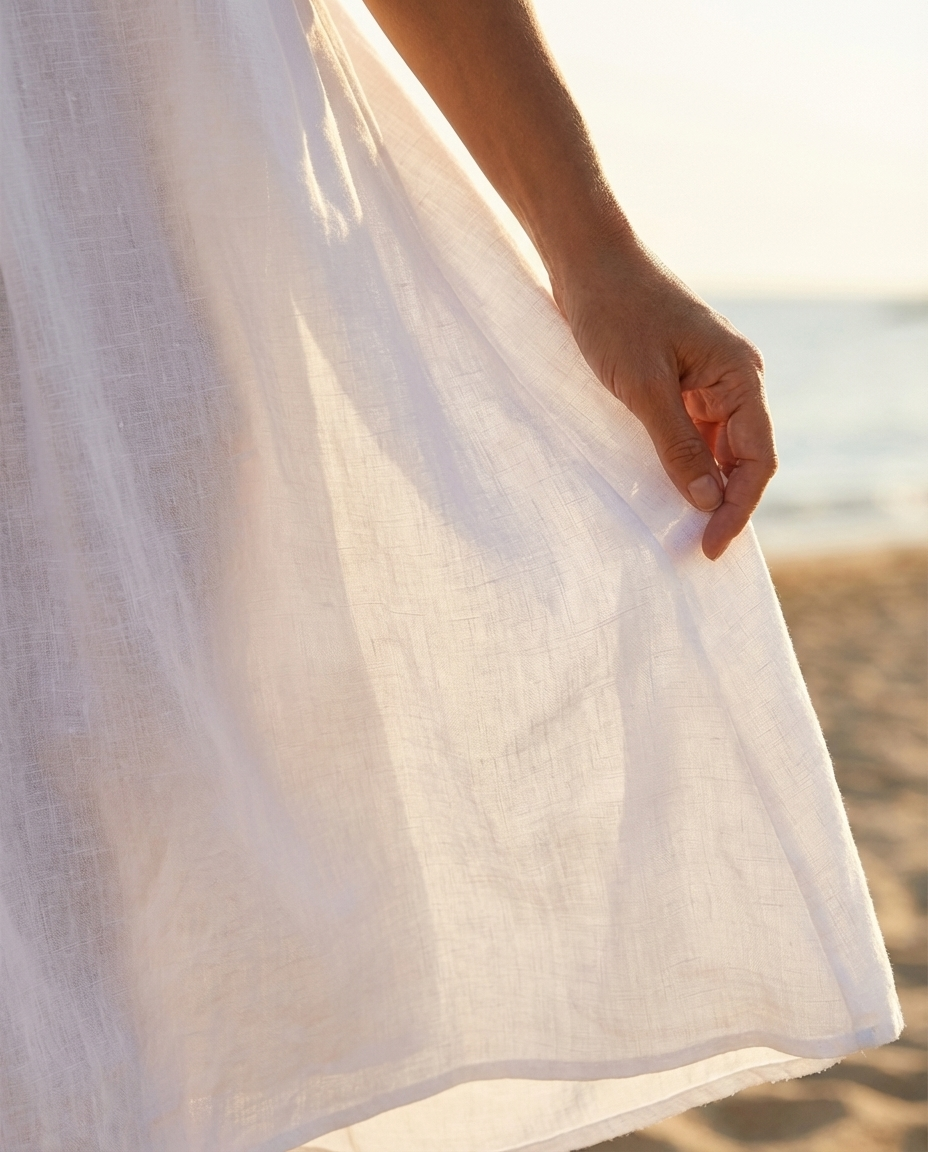 Anna – Lekka sukienka lniana z guzikami