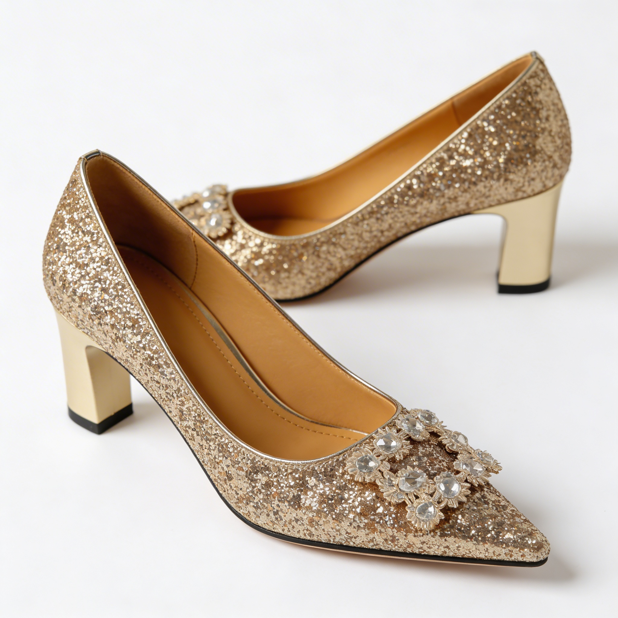 Magdalena | Ortopedyczne czółenka z brokatem