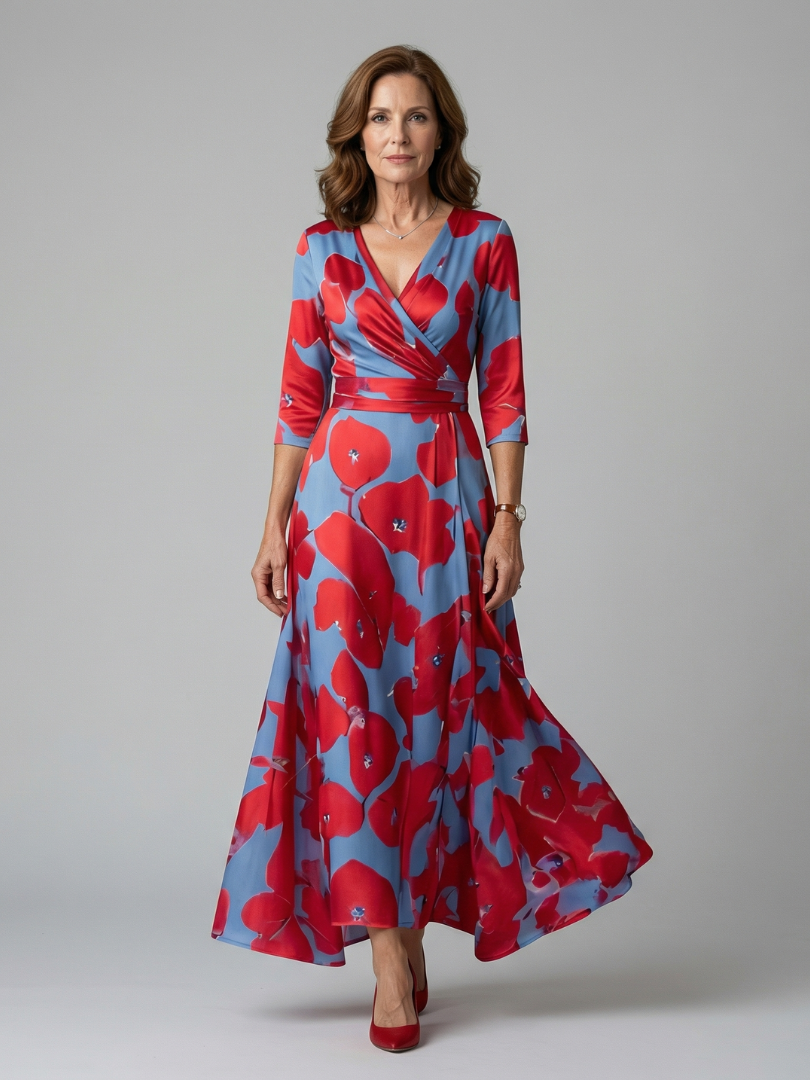 Celine | Sukienka midi z krzyżowym dekoltem