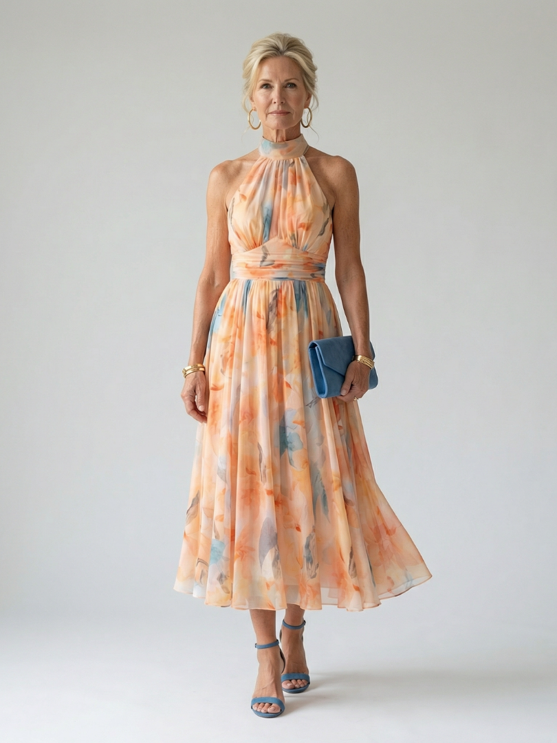 Elin | Miękka sukienka midi z dekoltem halter