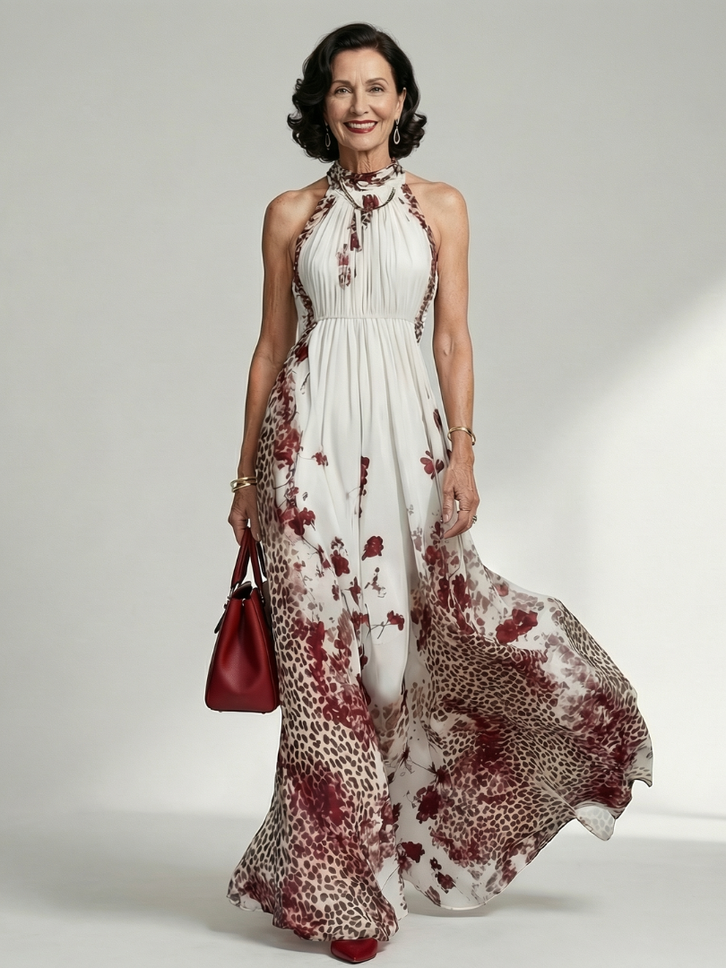 Orlune | Biała plisowana sukienka maxi