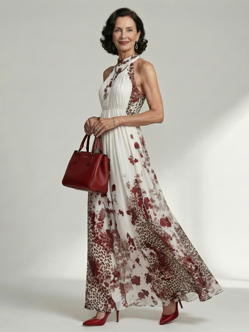 Orlune | Biała plisowana sukienka maxi