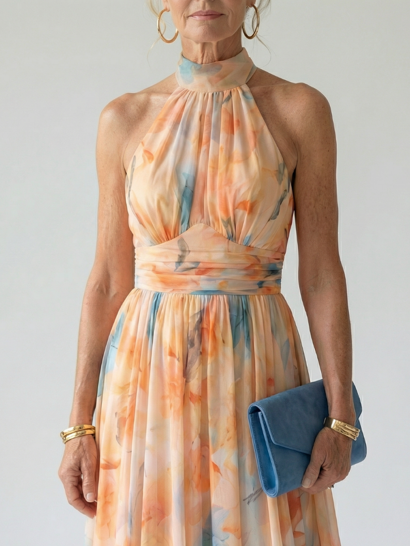 Elin | Miękka sukienka midi z dekoltem halter