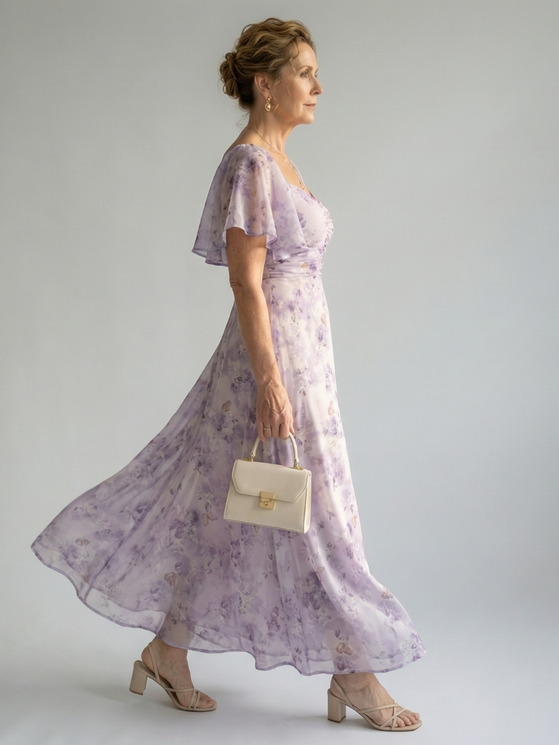 Vaelis | Sukienka midi z falującymi rękawami