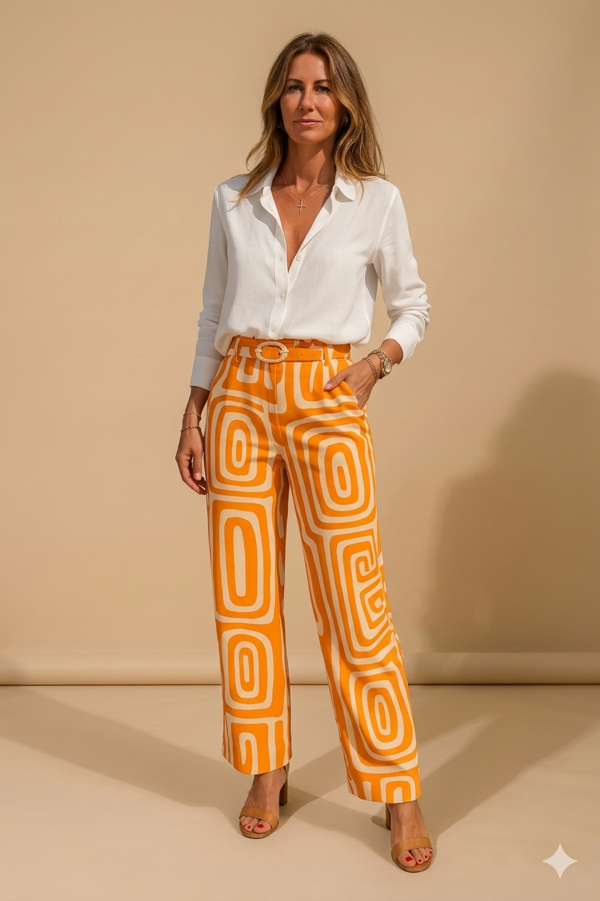 Camille | Elegancki Zestaw Bluzka - Pasek